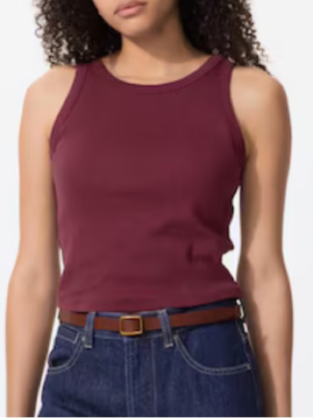 Women's Sleeveless Ribbed Tank Top - Burgundy
